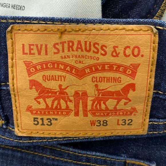 Levi's Men's Blue Dark Wash 513 Slim Straight Leg Jeans Size W38 L32 - Picture 13 of 13